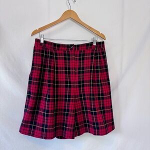 Vintage 90s Wool Red and Black Plaid Shorts 16W